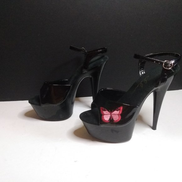 Ellie pointed stiletto heels size 7 butterfly embordered design 6" tall - Picture 4 of 6